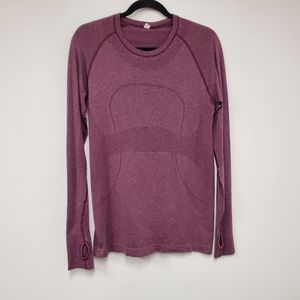 Lululemon Swiftly Tech Long Sleeve 10 Heathered Dashing Purple Maroon